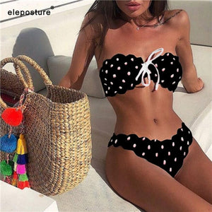 Sexy Polka Dot Bikini Women 2019 Two Piece Swimsuit Push Up Swimwear Floral Side Bathing Suit Brazilian Beach Wear Swimming Suit